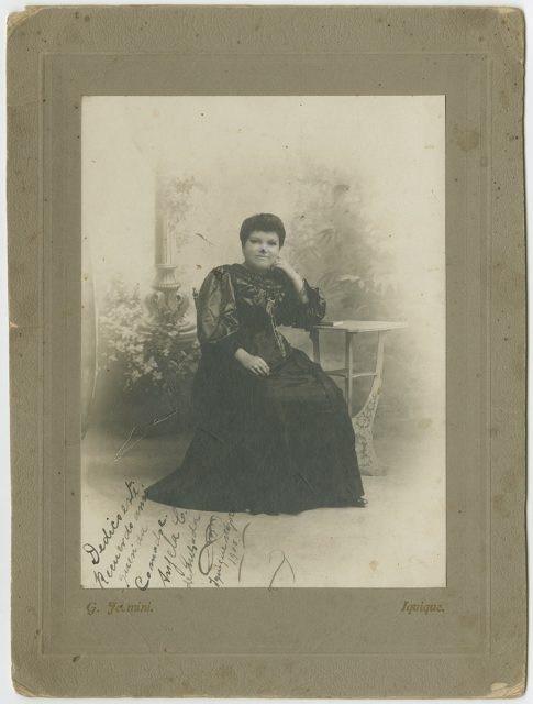 Retrato de una mujer sentada.