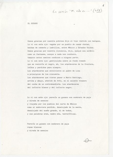 Poema El gusano, de Roberto Bolaño