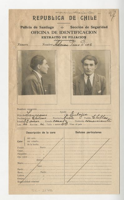 Extracto de filiación de Adrian Pino Díaz.