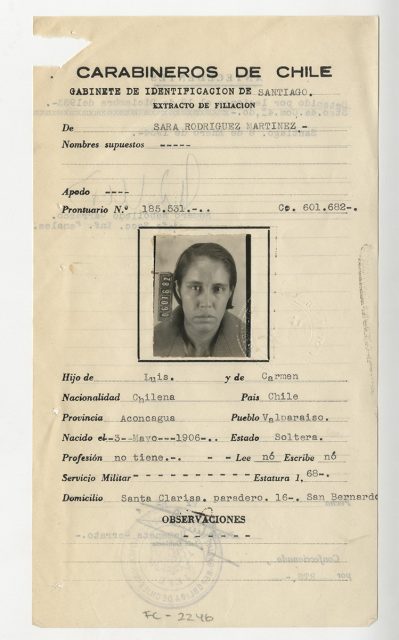 Extracto de filiación de Sara Rodríguez Martínez.