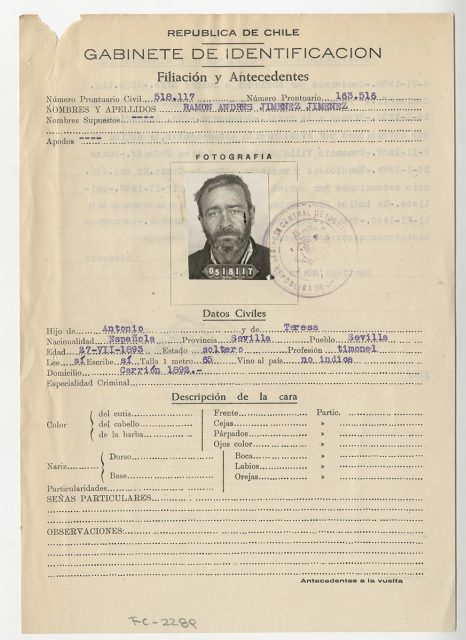Filiación y antecedentes de Ramón Andrés Jiménez Jiménez.
